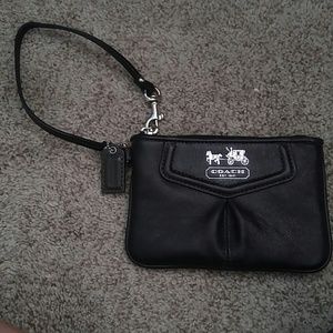 Coach black leather wristlet